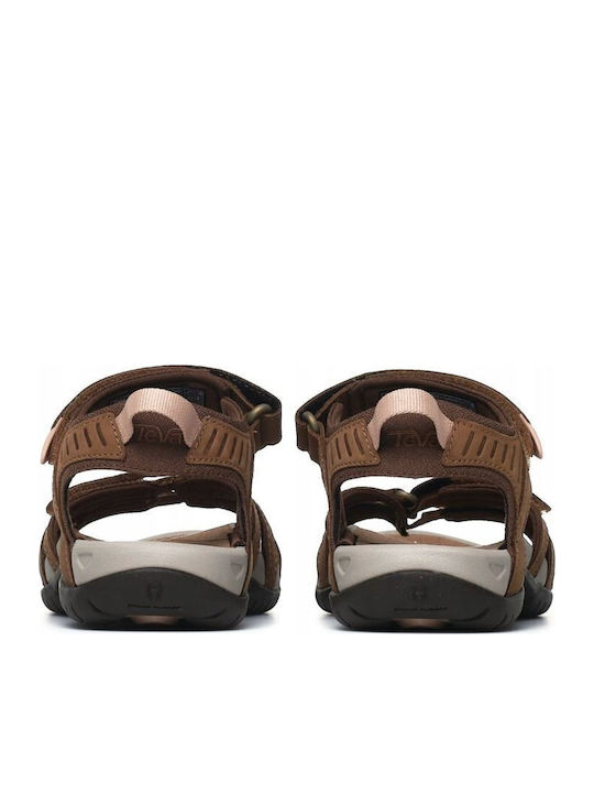 Tirra Leather Δερμάτινα Γυναικεία Σανδάλια Sporty Καφέ