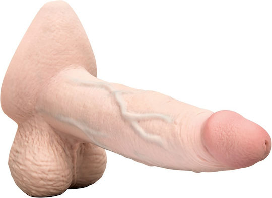 b-Vibe Γυάλινο Dildo με Όρχεις και Βεντούζα Flesh 15cm