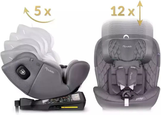 Nukido Prestige Детско Столче за Кола i-Размер с Isofix Сив 0-36 кг