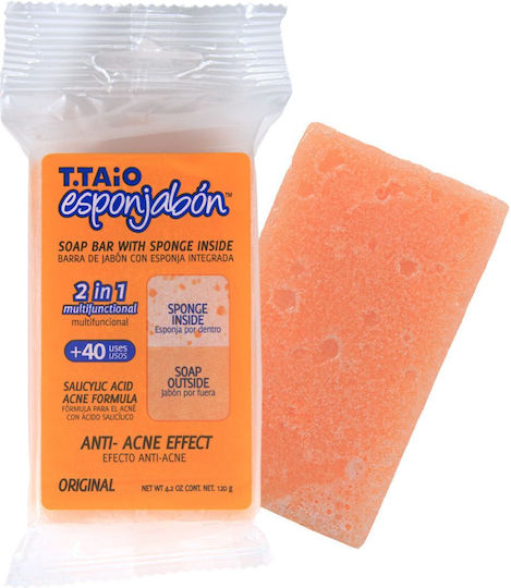 2 In 1 Bath Sponge Built-in Soap Anti-Acne Effect Esponjabon 120 Gr