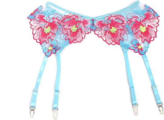 Subblime 957643 Flower Embroidered Bra Garter Belt Set Pink