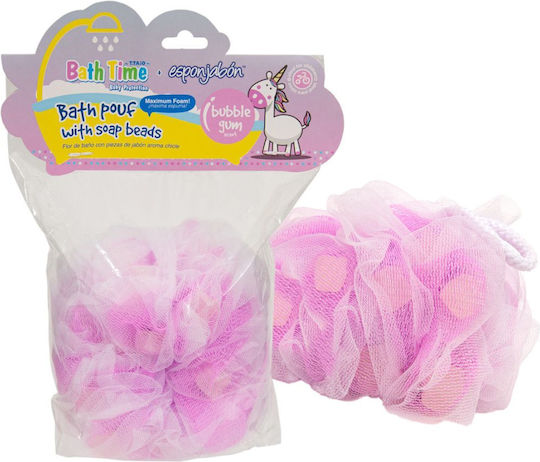 2 In 1 Shower Sponge Exfoliating Mesh Built-in Soap Bubblegum Scent Esponjabon 1 Pc