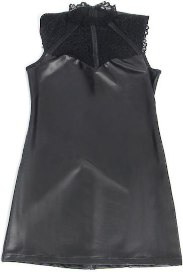 Subblime 957544 Spitzenkragen Lederkleid Schwarz