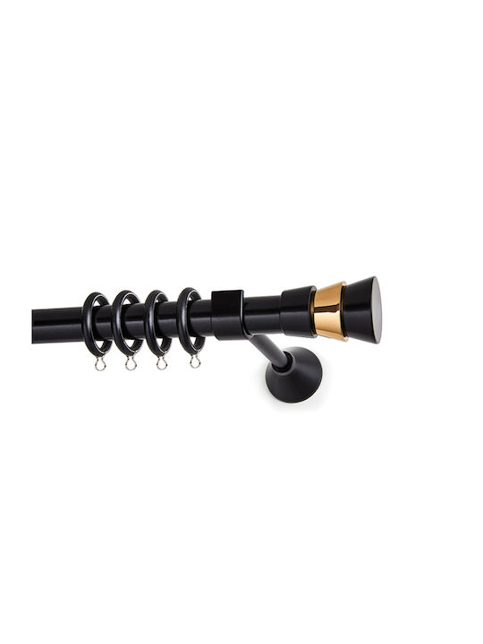 Metallic Curtain Pole Triplet Single Φ25mm 160cm Black Checkmate