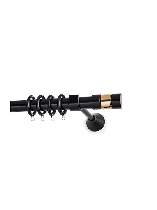 Metallic Curtain Pole KS19 Single Diameter 25mm Length 120cm Black Matte