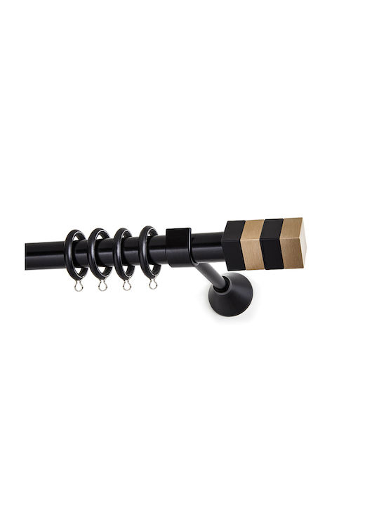Metallic Curtain Pole Quatro-S Double with Rod Diameter 25mm Length 140cm Black Matte / Gold Matte