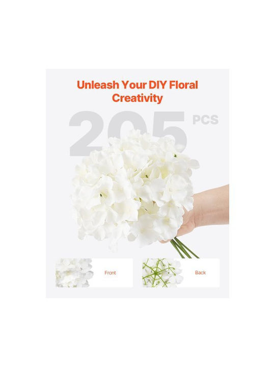 Vevor Decorative Artificial Hydrangea Flowers 205 Pieces 25 Cm White Rzxqbs205pcs6hw4t001v0