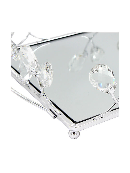 Keskor Metallic Rectangular Decorative Tray with Mirror 35x22x7cm
