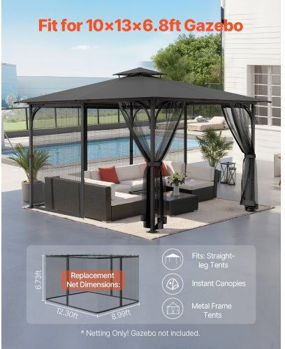 Vevor Αντικατάσταση Δικτύου Κιόσκι 10x13x6.8 Ft Ltwzdl10ft13szyaev0