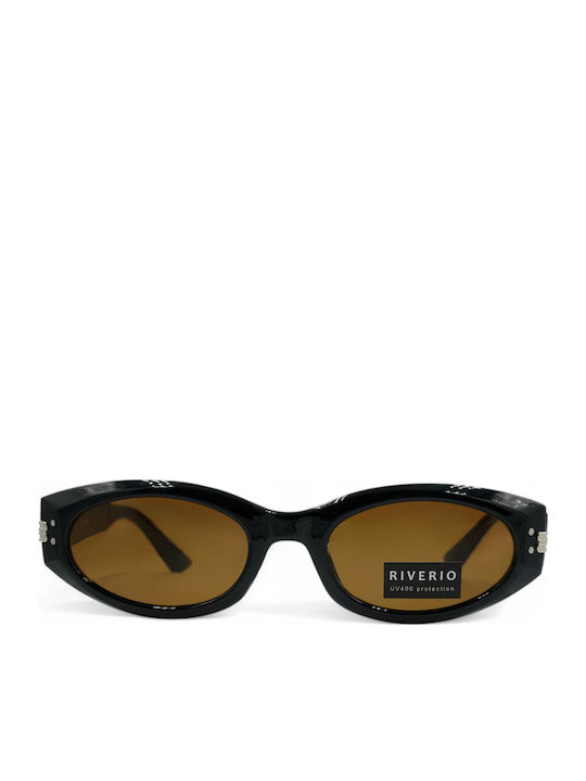 Riverio Women's Sunglasses with Black Plastic Frame and Black Lens
