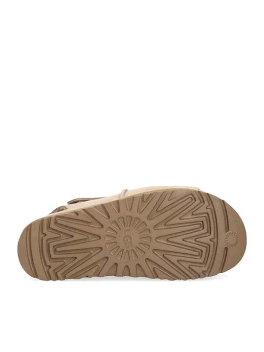 Goldenstar Γυναικεία Σανδάλια Flatforms Μπεζ