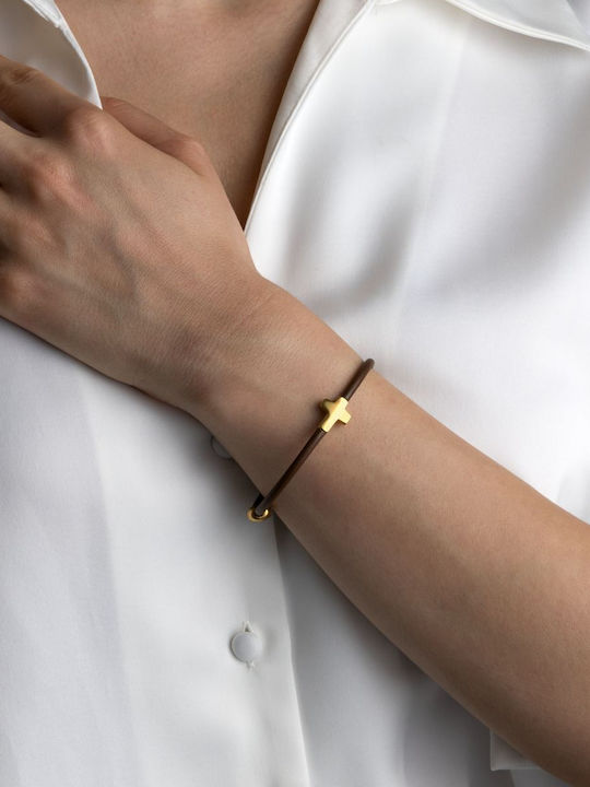 Moero Women's Bracelet with Cross design made of Silver Gold Plated