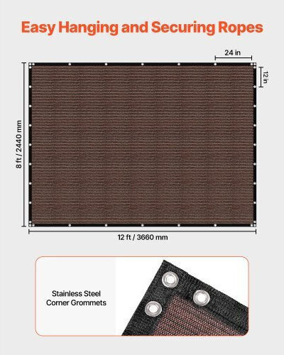 Vevor Правоъгълно Кафяво Панно За Сенки 8.93m 140gr/m²