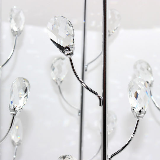 Round Side Table Glass Silver 35x35x70cm