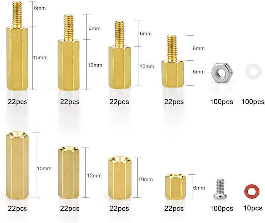 Hexagonal Spacers Set M2.5 Female-female Female-male 486 Pieces Metal Plastic Washers Motherboard Pcb Raspberry Pi