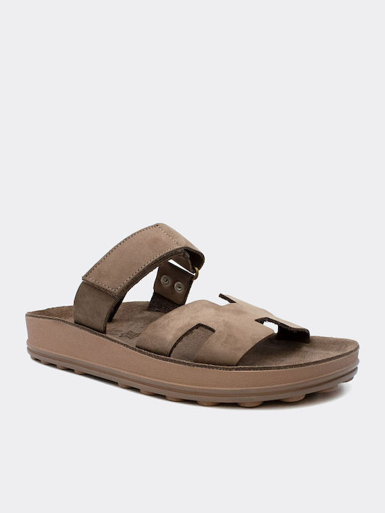 Bianca Leather Women's Flat Sandals Anatomic in Brown Color