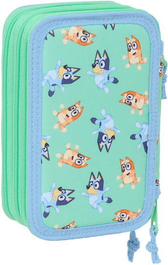 Bluey Тройна Ученическа Раница Bluey Sisters Зелен Джоб За Бутилка 12,5 X 19,5 X 5,5 См 37 Части