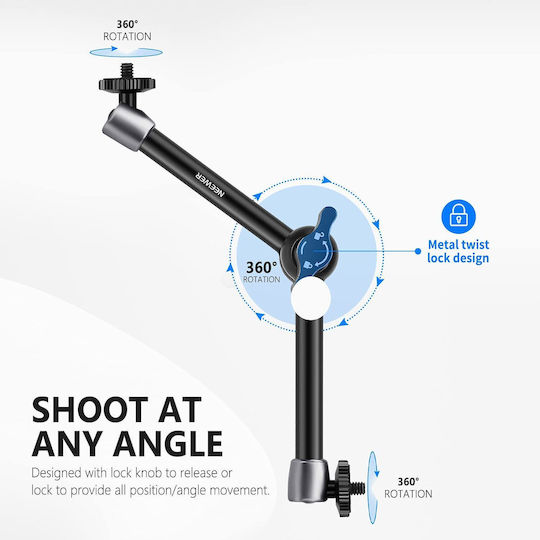 Set Braț Magic Articulat de 11 Inch Clemă Super Șurub 1/4 Inch 3/8 Inch Greutate Maximă 2 Kg Monitor Cameră Video Lumină Led Inel de Lumină
