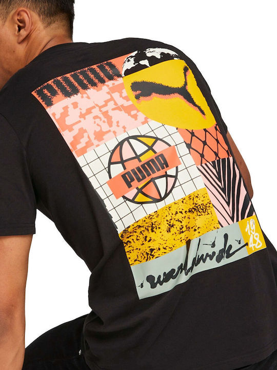 PUMA Worldwide Graphic Kurzarm T-Shirts Schwarz PUMA Worldwide Graphic Kurzarm T-Shirts Schwarz