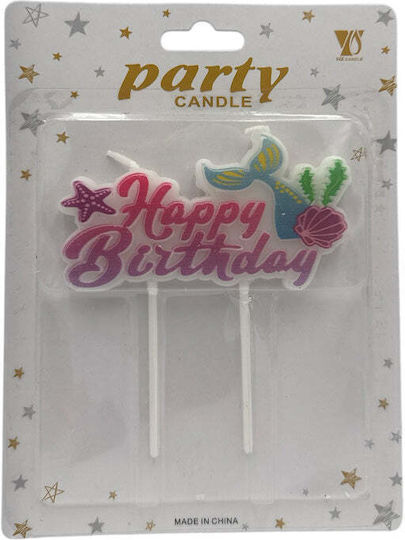 Double Candle Happy Birthday Mermaid Tail 12 Cm