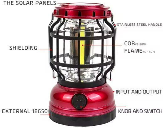Oem Led Lantern Dimmable Solar Collector Powerbank Function Fuchsia Zj-1990t-fuchsia