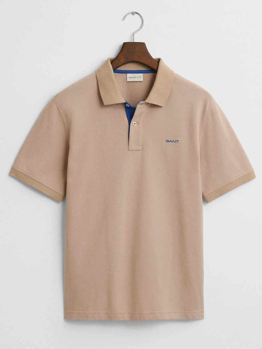 Contrast Pique Polo T-shirt Biege