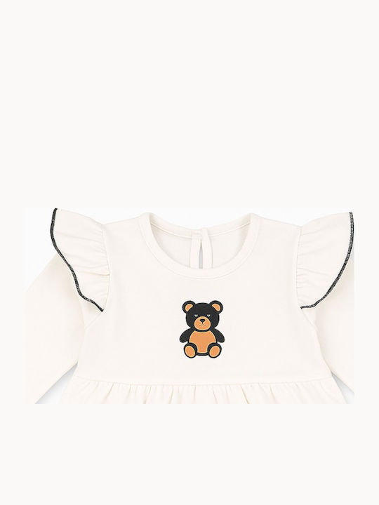 Teddy Bear Детска Рокля Бяла