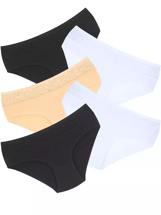 Talie înaltă Femei Șir de caractere MultiPack cu Dantelă White, Black, Beige
