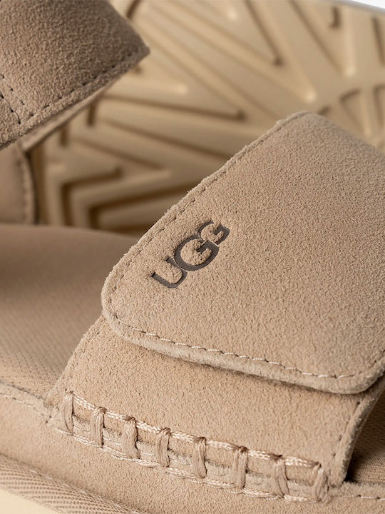 Goldenstar Δερμάτινα Γυναικεία Σανδάλια Flatforms Sand