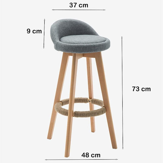Σκαμπό Μπαρ με Πλάτη Ξύλινο Gray 80x37x37εκ.