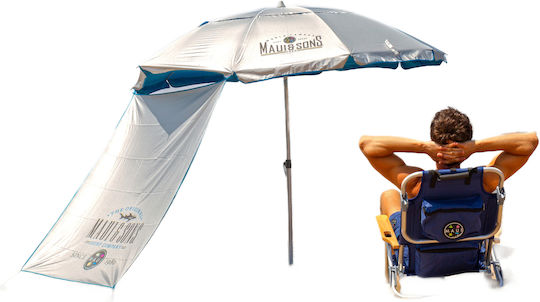 Maui & Sons Umbrelă De Plajă Pliabilă Din Aluminiu Cu Diametru De 2.2m Cu Umbrelă, Protecție UV Și Rezistență La Vânt Royal Albastru