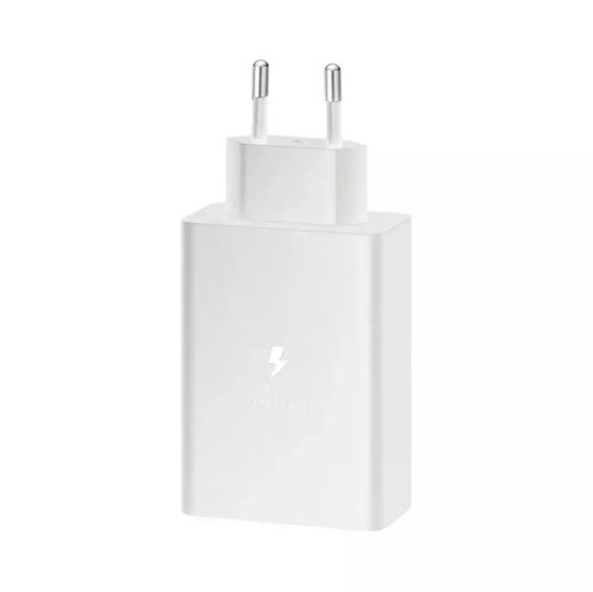 Încărcător cu Cablu Integrat cu Port USB-A și 2 Porturi USB-C 65W Albς