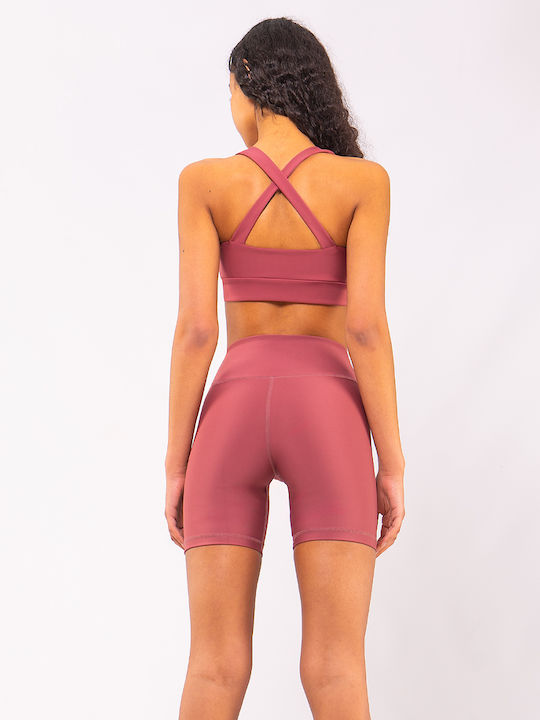 Training Women's Bike Leggings Firming High Waist Push Up Pink