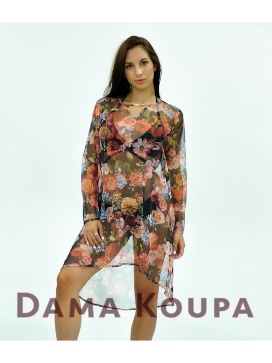 Dama Koupa Καφτάνι Παραλίας Διάφανο, Φλοράλ