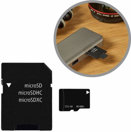 Siks Memory Card Micro-sdxc 256gb Class 10 80mb/s Adapter Included