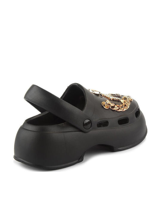Fshoes Damen Clogs Schwarz