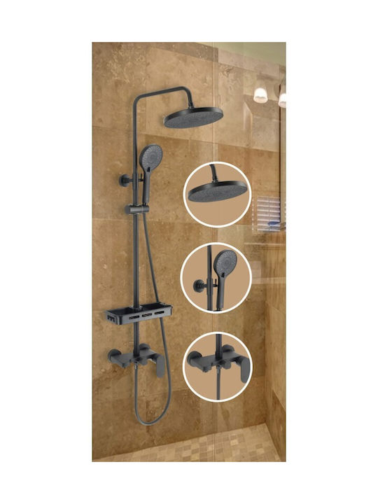 Inter Ceramic Kaia Стълб за душ с Батерия Черен