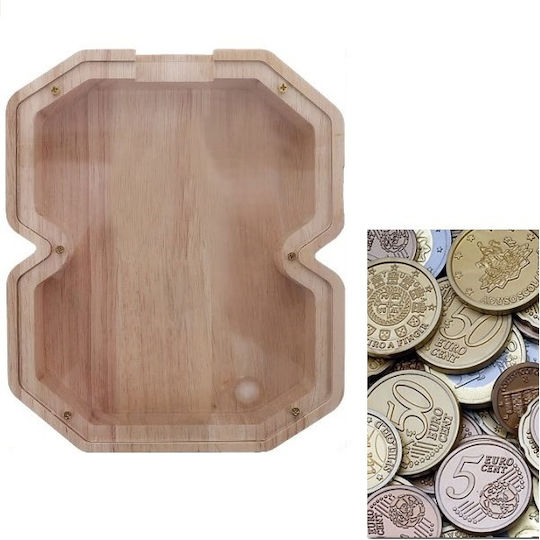Tpster Κουμπαράς Ξύλινος Μπεζ 18x15cm
