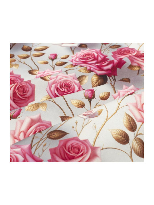 Τραπεζομάντηλο Αλέκιαστο Σετ 2τμχ Roses 465 Grey-pink 140x140εκ.
