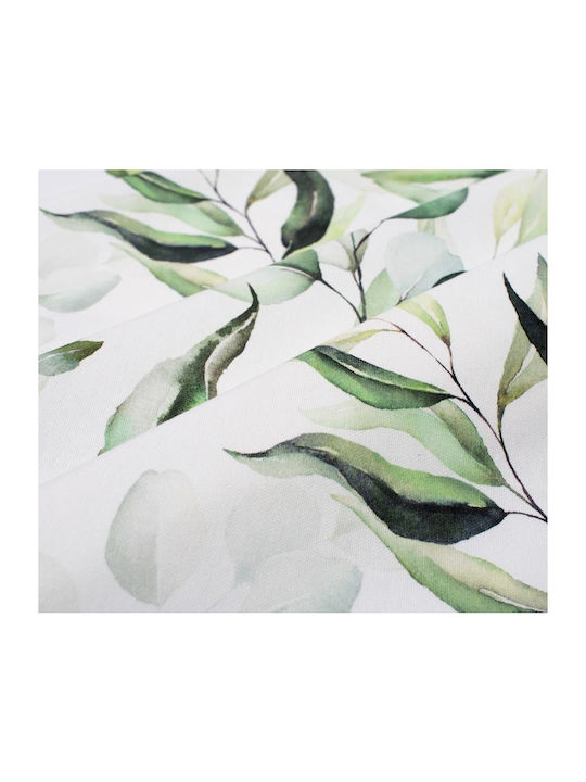 Kariert Fleckabweisend Leaves 462 White-green 90x90cm