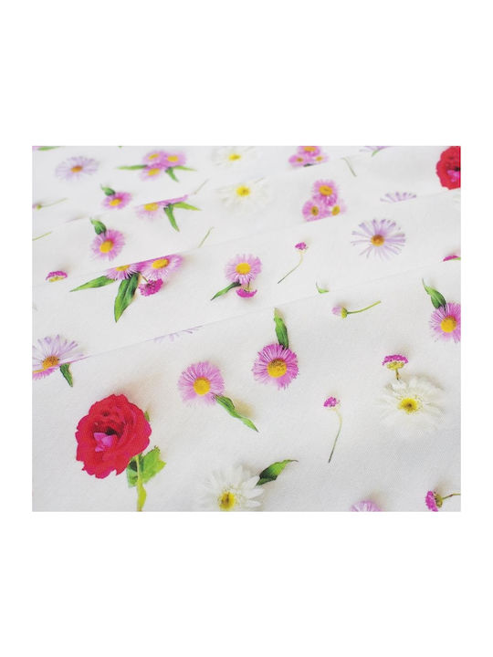 Tablecloth Stain Resistant Daisies 463 White-pink 140x180cm