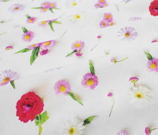Покривка за маса Устойчив на петна Daisies 463 White-pink 140x180бр