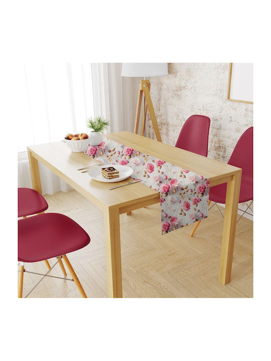 Tablecloth Stain Resistant Set 2pcs Roses 465 Grey-pink 140x220cm