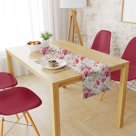 Dimcol Față de masă Rezistent la pete Set 2buc Roses 465 Grey-pink 140x300cm
