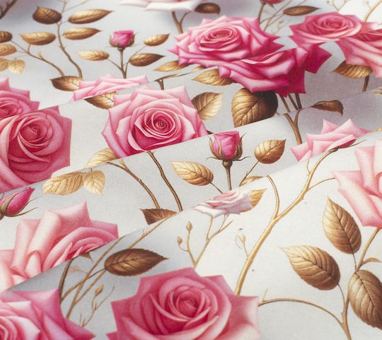 Tablecloth Stain Resistant Roses 465 Grey-pink 140x180cm