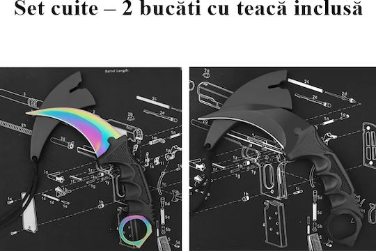 Karambit Educațional De Supraviețuire Multicolor Cu Husă
