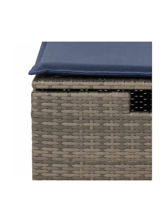 Gartenhocker Würfel Außeneinsatz Rattan mit Grauem Kissen 2 Stück 55x55x37cm