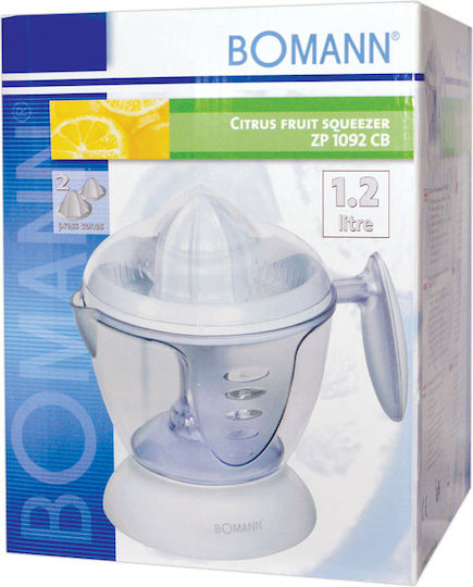 Bomann ZP 1092 Elektrischer Entsafter 40W mit einer Kapazität von 1.2lt Weiß