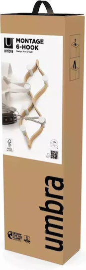 Umbra Cuier de Perete din Lemn cu 6 Compartimente Alb 51x15x6cm