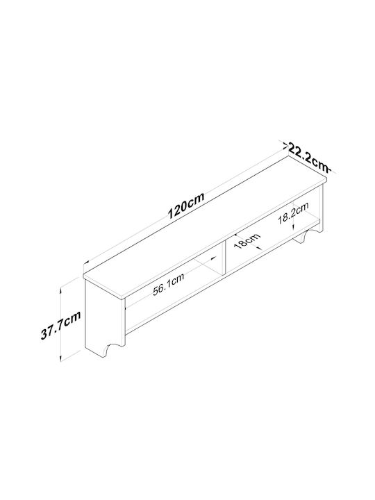 Asir Group Wooden Wall Hanger 5 Hooks White 120x22.2x37.2cm